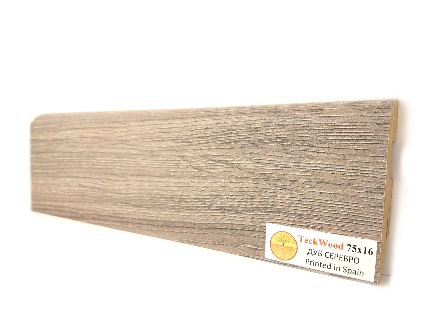 Плинтус МДФ ламинированный TeckWood Дуб Серебро 2150×75×16